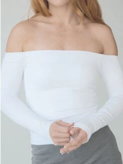 Solid Off The Shoulder Braless Long Sleeve -ChicNest Store 0023 kn9.18.2457019
