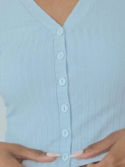 Short Sleeve Cardigan Brami -ChicNest Store Braless Sundays 0000s 0005 KN Short Sleeve Cardigan Brami Blue 4