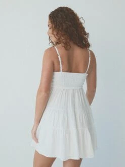 Tiered Mini Brami Dress -ChicNest Store Braless Sundays 0000s 0005 KN Tiered Mini Brami Dress White 3
