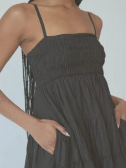 Tiered Mini Brami Dress -ChicNest Store Braless Sundays 0000s 0008 KN Tiered Mini Brami Dress Black 4