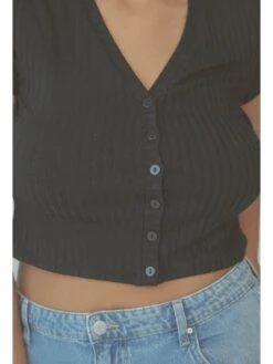 Short Sleeve Cardigan Brami -ChicNest Store Braless Sundays 0000s 0010 KN Short Sleeve Cardigan Brami Black 4