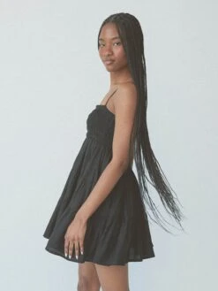 Tiered Mini Brami Dress -ChicNest Store Braless Sundays 0000s 0010 KN Tiered Mini Brami Dress Black 2