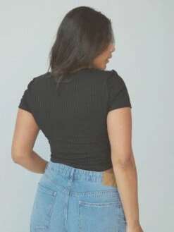 Short Sleeve Cardigan Brami -ChicNest Store Braless Sundays 0000s 0011 KN Short Sleeve Cardigan Brami Black 3