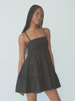Tiered Mini Brami Dress -ChicNest Store Braless Sundays 0000s 0011 KN Tiered Mini Brami Dress Black 1