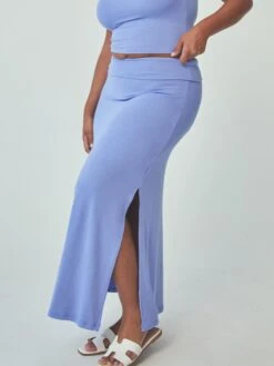 Ribbed Fold Over Maxi Skirt 14 Ribbed Fold Over Maxi Skirt -ChicNest Store DB 0006 Ribbed Fold Over Skirt Periwinkle 2 jpg