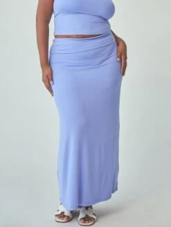 Ribbed Fold Over Maxi Skirt 13 Ribbed Fold Over Maxi Skirt -ChicNest Store DB 0007 Ribbed Fold Over Skirt Periwinkle 1 jpg