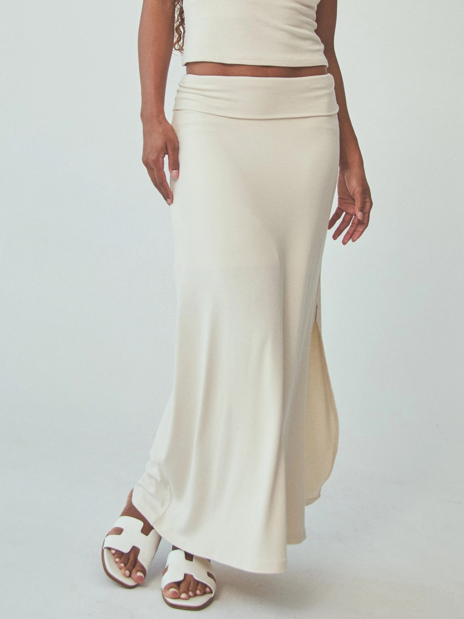Ribbed Fold Over Maxi Skirt 3 Ribbed Fold Over Maxi Skirt