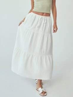 Tiered Cotton Maxi Skirt