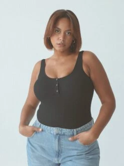 Henley Tank Bramisuit -ChicNest Store Henley Tank Bramisuit Black 1