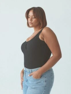 Henley Tank Bramisuit -ChicNest Store Henley Tank Bramisuit Black 2