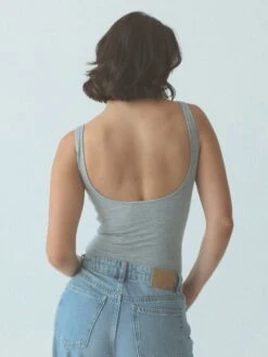 Henley Tank Bramisuit -ChicNest Store Henley Tank Bramisuit Heather Gray 3