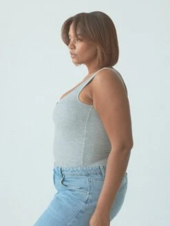 Henley Tank Bramisuit -ChicNest Store Henley Tank Bramisuit Heather Gray v2 2