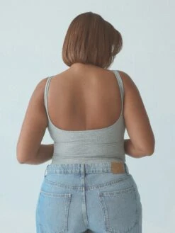 Henley Tank Bramisuit -ChicNest Store Henley Tank Bramisuit Heather Gray v2 3