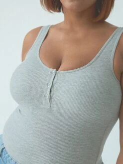 Henley Tank Bramisuit -ChicNest Store Henley Tank Bramisuit Heather Gray v2 4