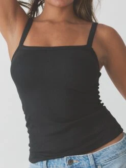 Ribbed Square Neck Brami 30 Ribbed Square Neck Brami -ChicNest Store KN 0001s 0011 SR Square Neck Black 1