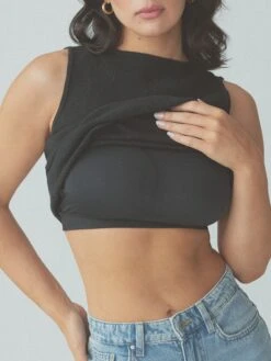 Knit High Neck Brami -ChicNest Store Knitted High Neck Brami Black 4